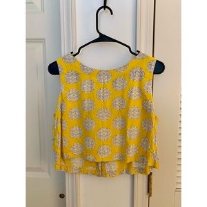 Yellow with white flowers crop top size S